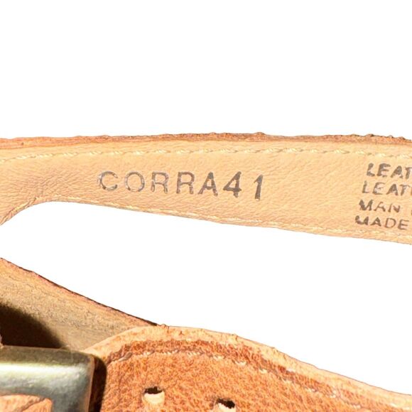 Miz Mooz Corra Sandals Women's 9.5 Tan Leather Zipper Buckle Open Toe Floral - Picture 11 of 11